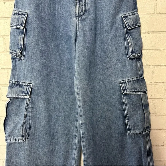 Favorite Daughter the Carly Cargo Jeans Highway High Rise Wide Leg 31 Cotton - Picture 7 of 14
